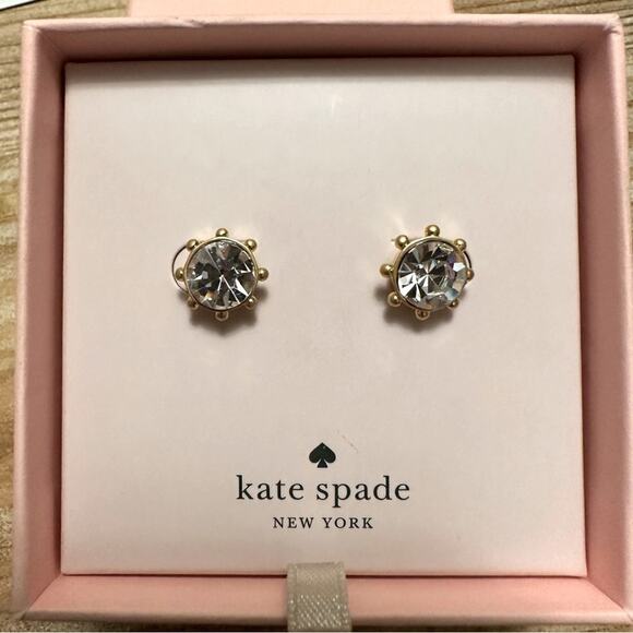 Kate Spade - Flying Colors Bezel Stud Earrings (Clear) NWT - Picture 1 of 6